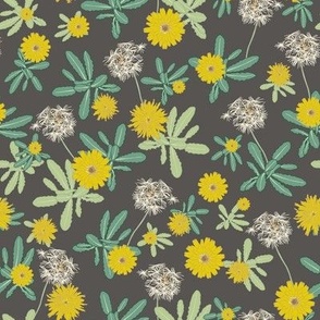 Dandelion Flowers / Ebony / 8 in