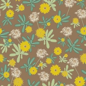Dandelion Flowers / Khaki Latte Brown / 8 in