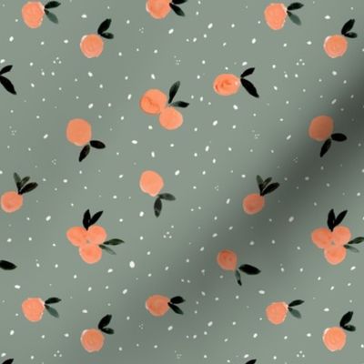 Clementine Cuties and dots on sage 6in