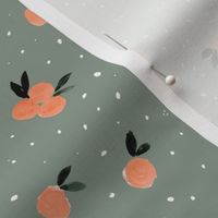 Clementine Cuties and dots on sage 6in