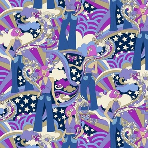 Sandy Starchild's Dream Pockets 70s Psychedelic Fashionistas (Purple) - Medium 