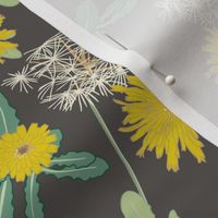 Dandelion Flowers / Ebony / 16in