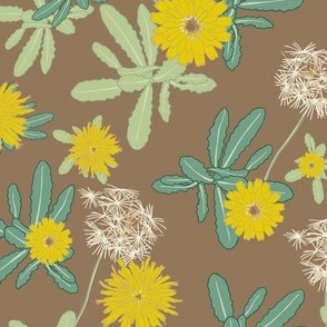 Dandelion Flowers / Khaki Latte Brown / 16 in