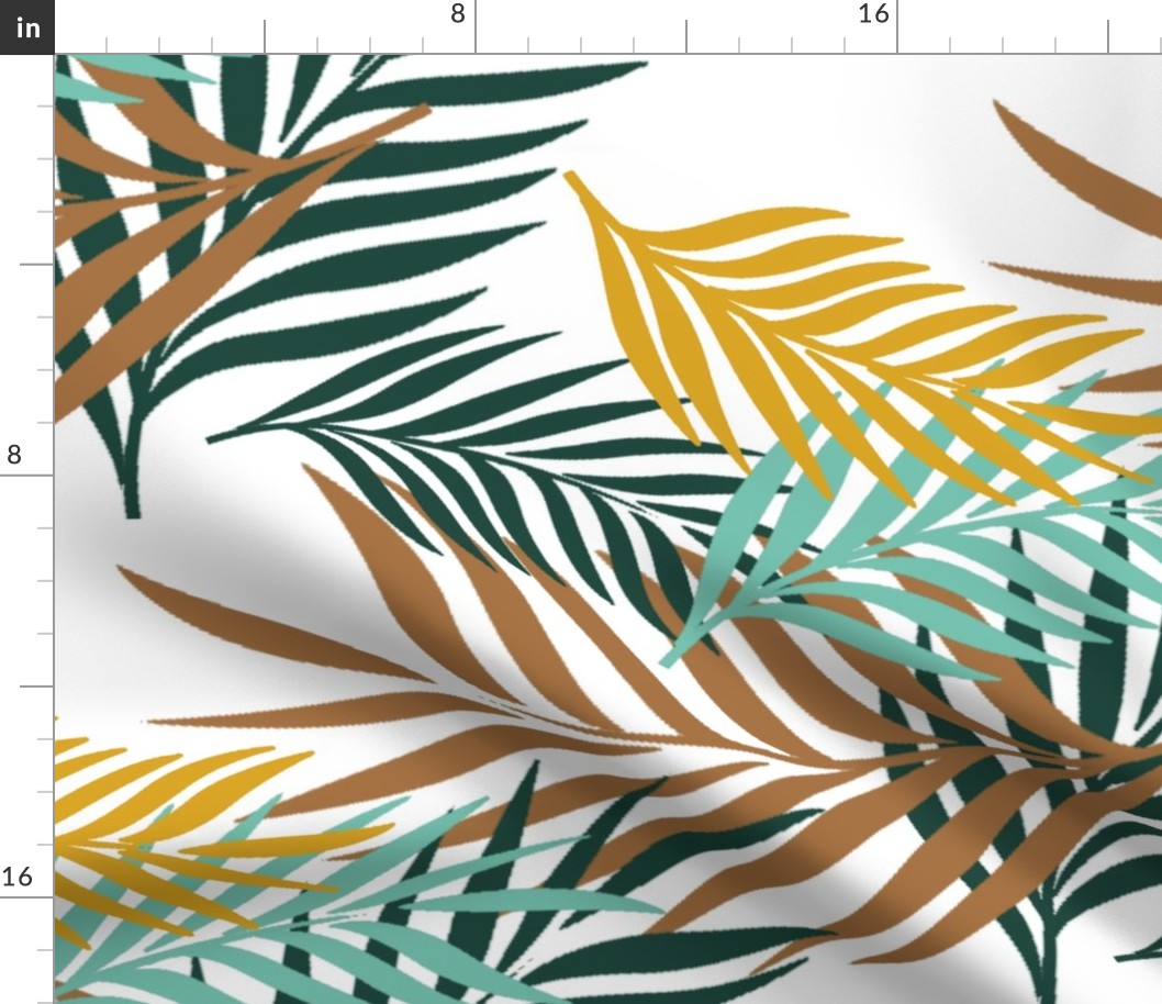 Palm Leaves Mint and Mustard