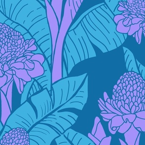 JUMBO-Hawaiian Torch Ginger Jungle-blue and pink violet