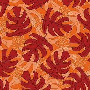 Tropical Leaf in Rusty Orange