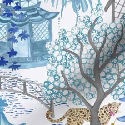 Custom Cindy Party Leopards in Pagoda Forest blue teal copy