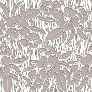 Paper Cutting Floral Taupe Background