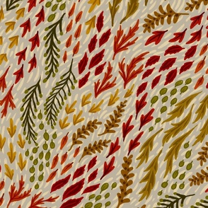 Fall Leaves // Large Scale // Eggshell Background