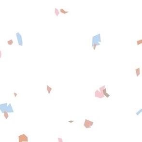 Minimalist paper shards and chips abstract cut geometric shapes boho confetti design neutral nursery blue pink beige caramel on white