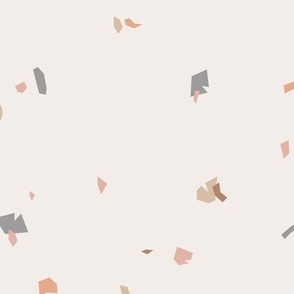 Minimalist paper shards and chips abstract cut geometric shapes boho confetti design neutral nursery gray caramel beige on ivory vintage seventies palette