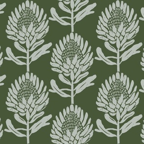 Protea_In Bloom forest green and green Jumbo Large scale
