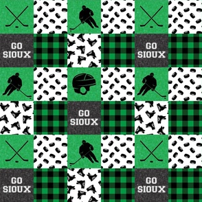 (3" scale) hockey wholecloth - green and black - college ball -  plaid  C22