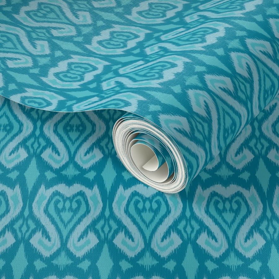 Light blue ikat Wallpaper | Spoonflower