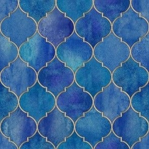 Blue watercolor Moroccan tiles