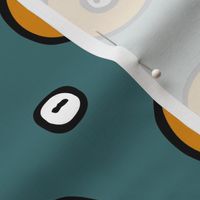 Lots of round orange buttons on   aqua green - xl