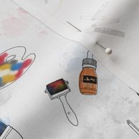Acrylic & multimedia Painting - hobby artist's work tools