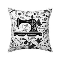 Vintage Sewing Love Black and White Large