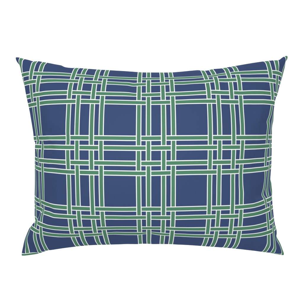 garden green on navy blue square trellis | the caroline trellis