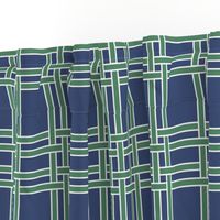 garden green on navy blue square trellis | the caroline trellis