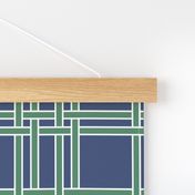 garden green on navy blue square trellis | the caroline trellis