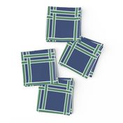 garden green on navy blue square trellis | the caroline trellis