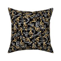 Music Notes Treble Clef Black and Gold