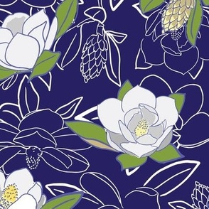 Southern magnolias Dark blue background