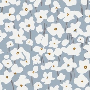  Anna / medium scale / dusky blue abstract sweet playful floral pattern design 