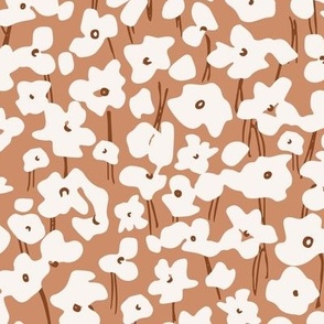  Anna / medium scale / orange brown abstract sweet playful floral pattern design 