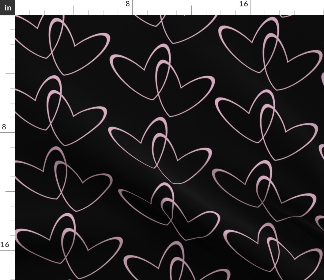 Looped Hearts - black & pink