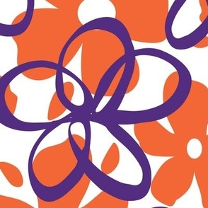 Orange and purple Large Scale  Outline Flower 