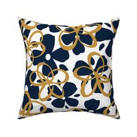 Gold and Navy large  Scale  Outline Flower 