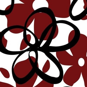 garnet and black large Scale  Outline Flower 