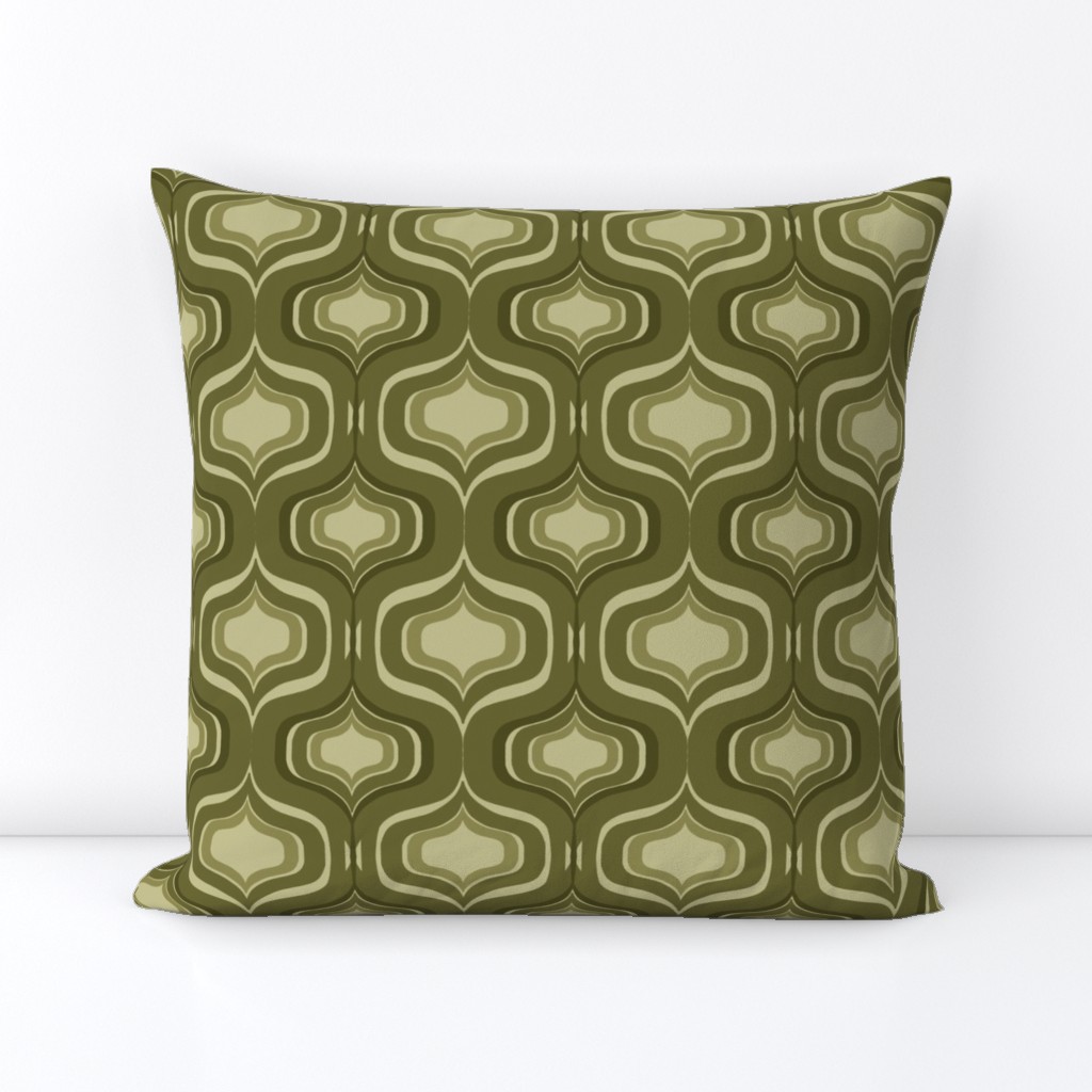 Mid-Century Modern Avocado Geometric Pattern