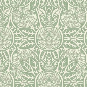 Pomegranate Block Print - Sage Green - Smaller repeat 9”