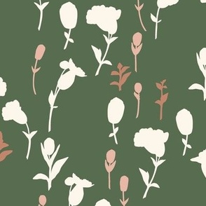 Large Sea Campion Floral Silhouettes with Green Background
