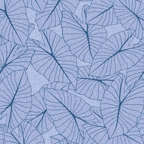 Taro Leaf with texture- denim blue