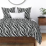 Zebra Print Textured Fur Stripes | Black & White | Oversized