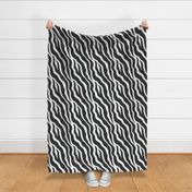 Zebra Print Textured Fur Stripes | Black & White | Oversized