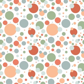 Blue, green, and orange circles on a white background