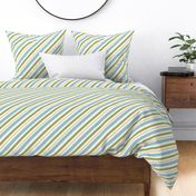 Blue, green, yellow, and white diagonal stripes