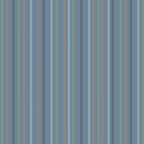 Blue, green, and orange striped coordinate