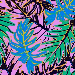 Miami Tropical Leaves | Pink | Oversized