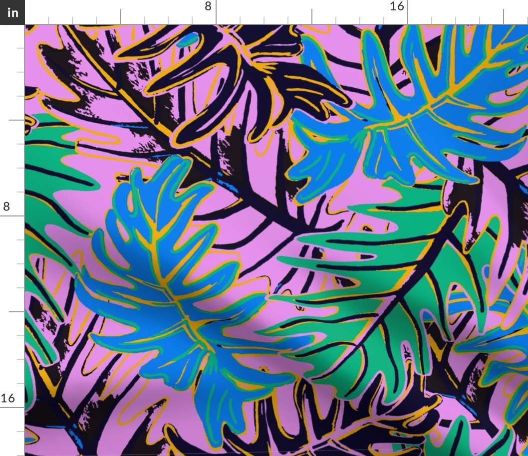 Miami Tropical Leaves | Pink | Oversized
