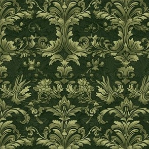 Green Leafy Damask