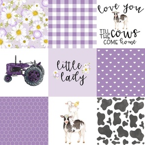 Farm//Love you till the cows come home//Little Lady//Tractor//Purple - Wholecloth Cheater Quilt