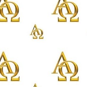 Golden Alpha Omega Religious Symbol