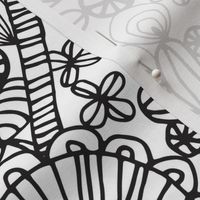 Coloring Book Exotic Doodle Flowers Line Drawing in Black and White - MEDIUM Scale - UnBlink Studio by Jackie Tahara