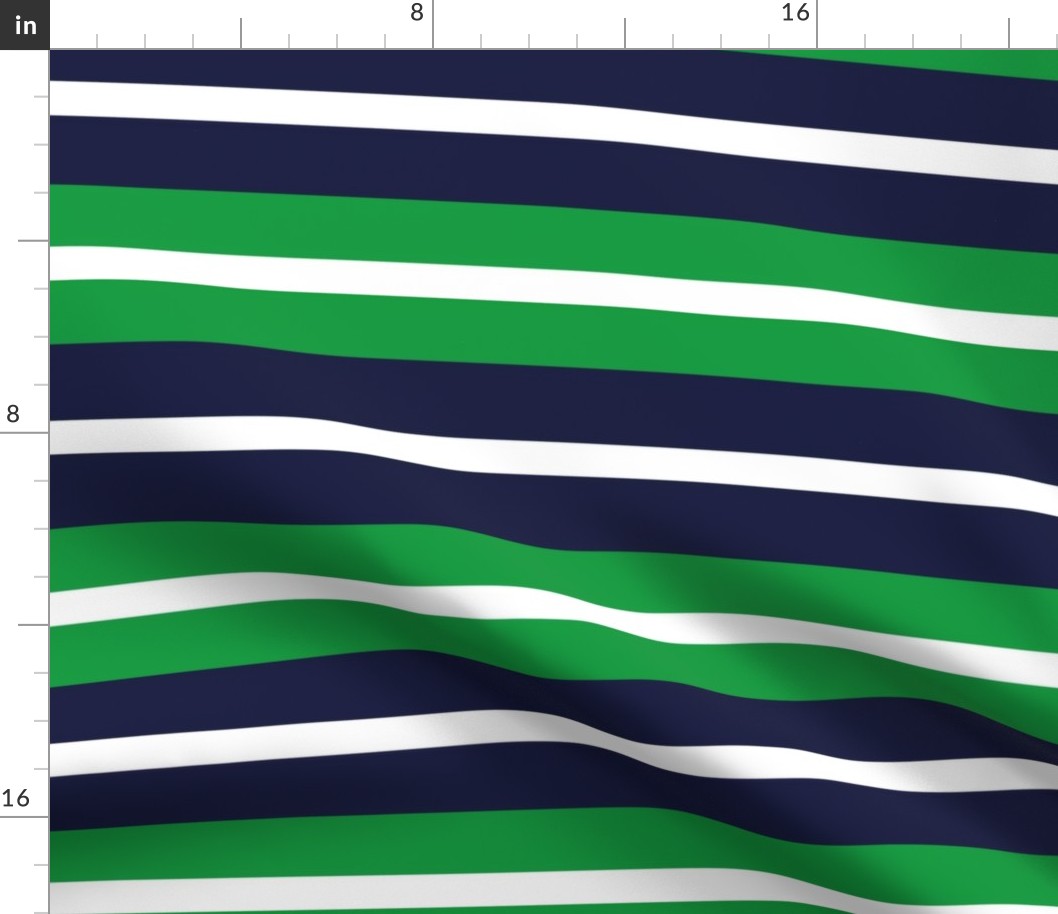 Stripes in navy blue kelly green white 